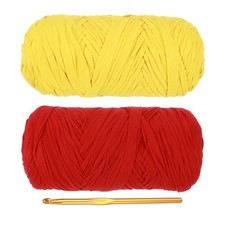 T-Shirt Yarn for Crocheting with Hook, 2 Pack 400g/130 Yards Yarn(Yellow/Red)
