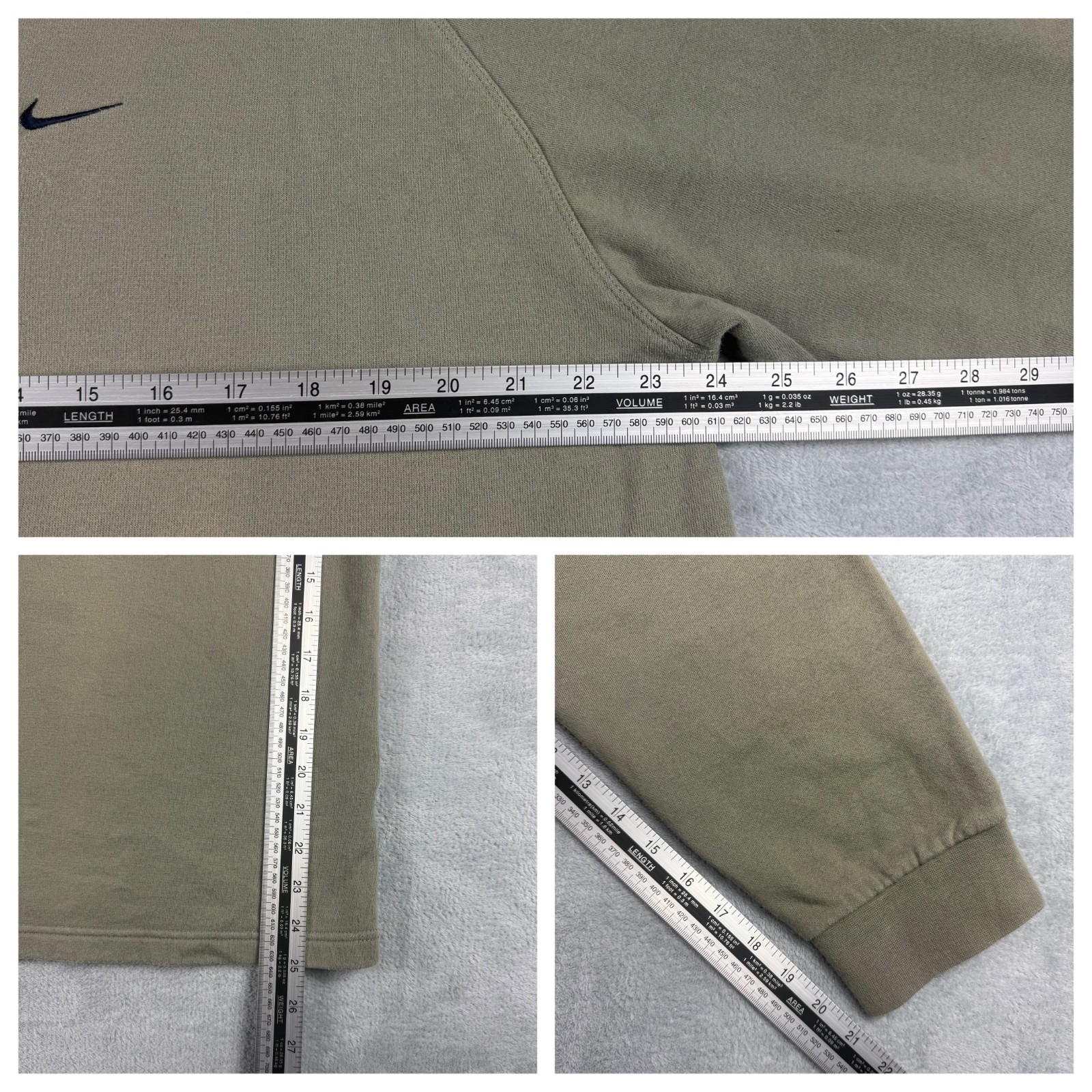 VTG Nike 2000's Y2K Khaki Green Mini Swoosh Oversized Large Half Zip Sweatshirt image 6