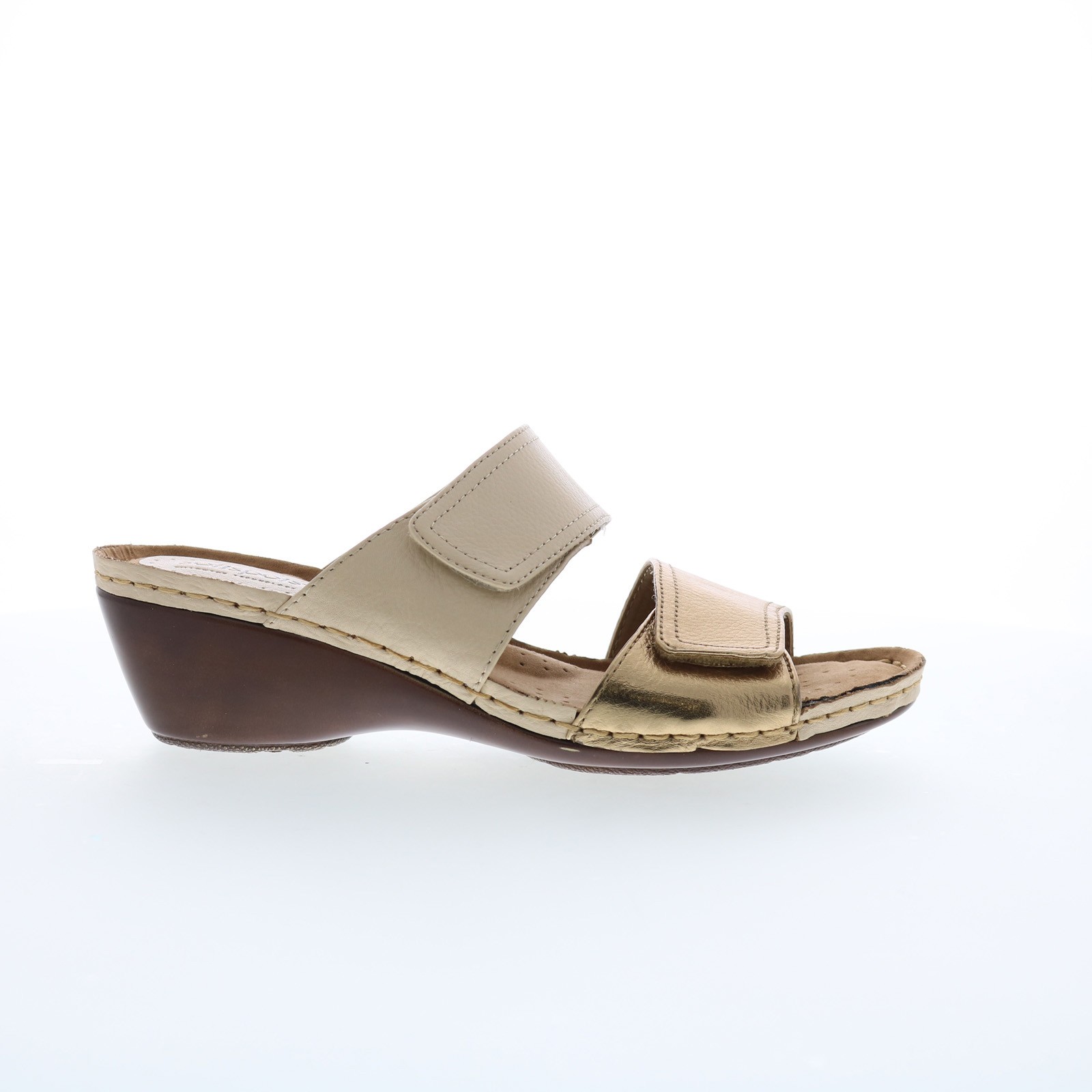Softspots Panama 7337103 Womens Beige Leather Wedges Sandals Shoes