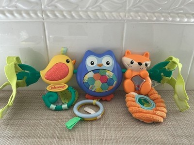 Infantino Go Ga-Ga Car Seat Mobile Musical Travel Bar Bird Owl Fox Mirror Toy