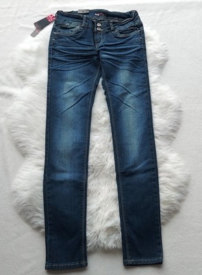 Damen Hüftjeans Low Waist Jeans Denim Hose Gerader Schnitt  Blue Washed  32 34