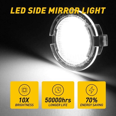2x High power white LED Side Mirror Puddle Lights For Ford Fusion