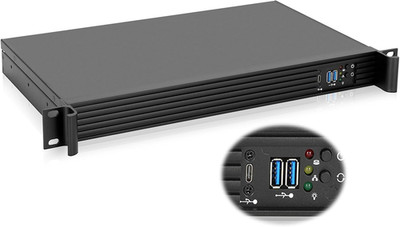 Compact 1U Mini-ITX Chassis - Supports Type-C & USB 3.0, Black