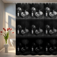 Elegant Black and White Shower Curtain for Farmhouse Decor
