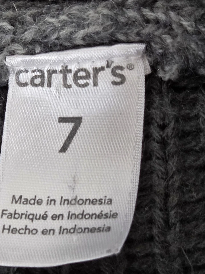 Carters Boys 7 Gray Fair Isle Nordic Button Cardigan Sweater Wool Grandpa Dad - Image 4 of 4