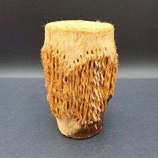 Vintage Animal Skin African Tribal Native American Hand Drum w/ Rattle Inside