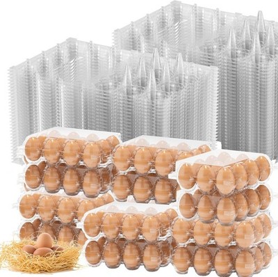 180 Pack Cheap Bulk 12 Count Clear Plastic Egg Containers for Chicken Eggs, R...