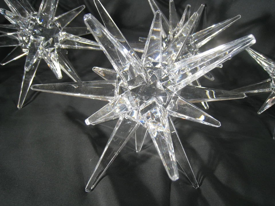 Set Of 4 Acrylic Starburst Orb Sculptures Clear Lucite MCM Style Modern Decor - Image 3 of 4