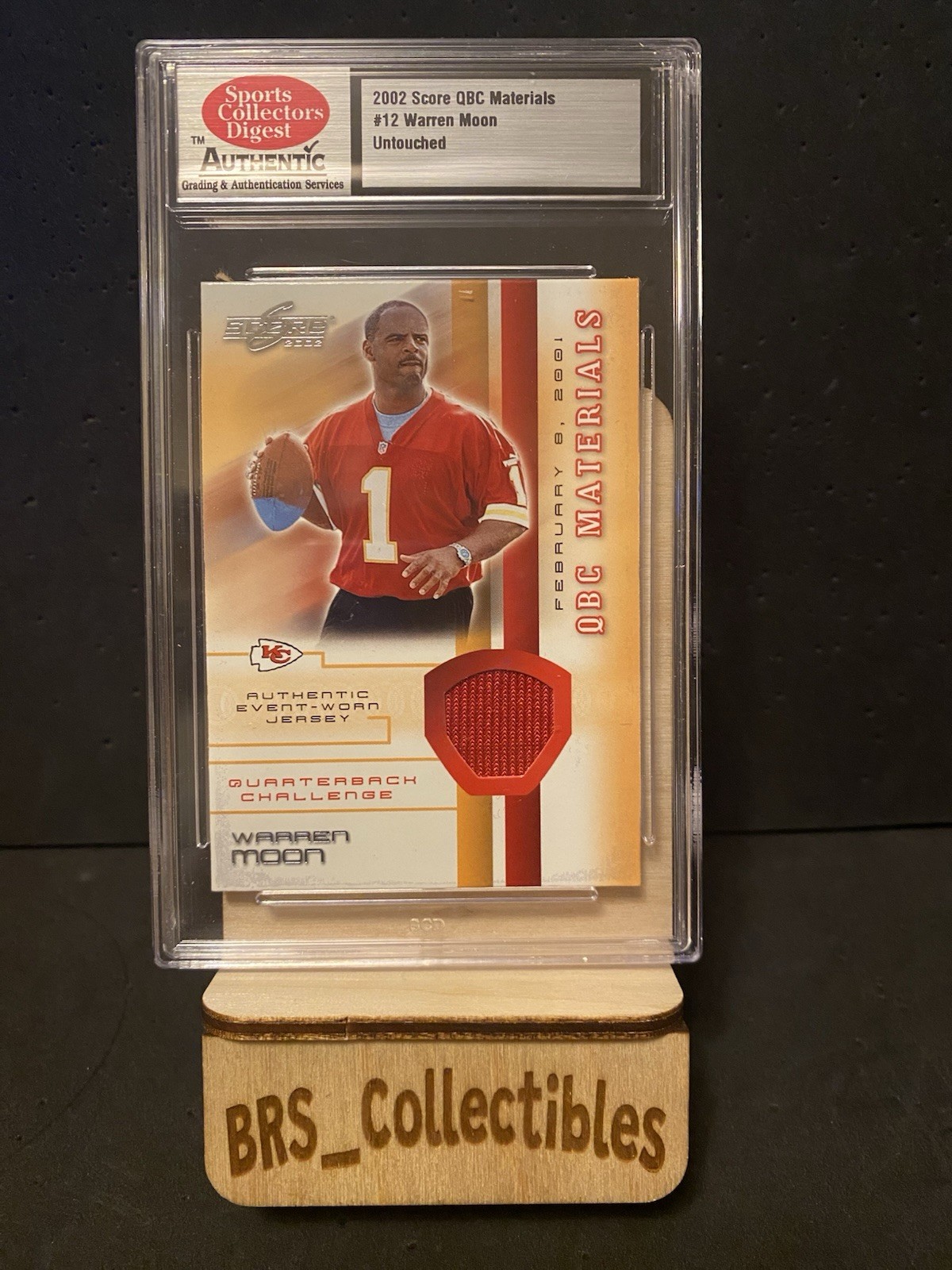 2002 Score Qbc Materials Warren Moon #12 (MEM) GEM-MT 10 Event Worn