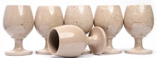 Handmade Natural Verona Marble Wine Goblets - Set of 6, 2.5" x 4", Cap: 100 mL