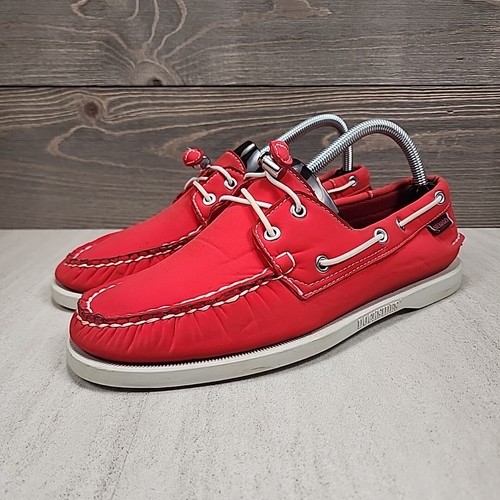 Sebago Docksides Shoe Mens Size 7.5 Red Neoprene Casual Boat Loafers Preppy - Picture 2 of 15