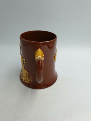 Vintage Dartmouth Pottery Hand-Made Tankard Beer Stein Raised Horse Racing Theme - Picture 7 of 12