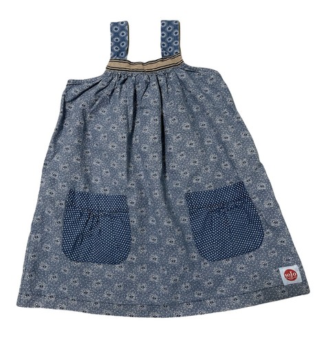 SOJO Girls Size 5-6 Years Blue Print Sun Dress Patch Pockets
