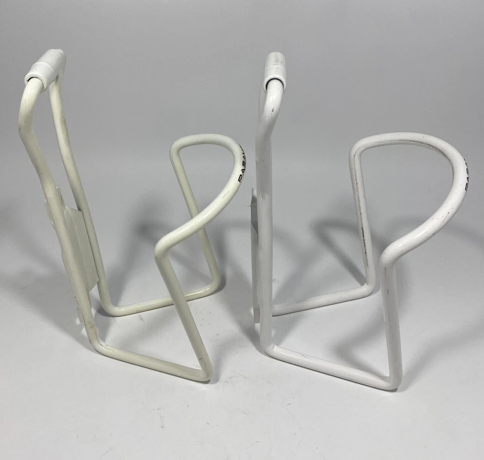 Juego de jaulas para botellas de agua Schwinn Paramount vintage par aluminio blanco vieja escuela Foto 3 de 4