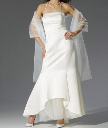 NEU SATIN BRAUTKLEID mit TÜLLSTOLA HOCHZEIT 40 42 LAURA SCOTT champagner *544143