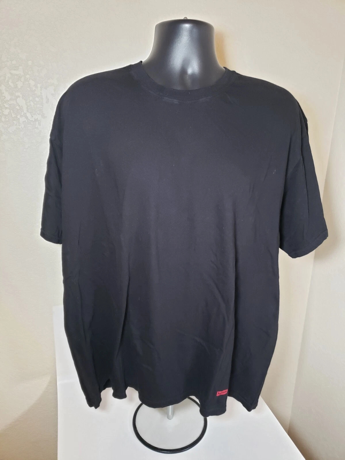 T shirt noir Supreme Hanes homme uni basique année 2000 taille 2XL
