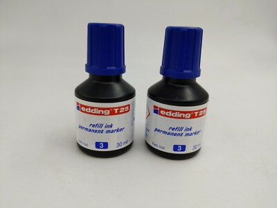 Lot of 2 - Edding T25 Refill Inks-  Blue 30 ml
