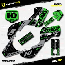 Gray & Green Slick Racing Graphics Kit fits Suzuki DRZ110 All years Decals 03+
