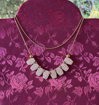 Lot of 2 Necklaces Vintage Layered Gold Tone Chains Sparkly Movable Beads