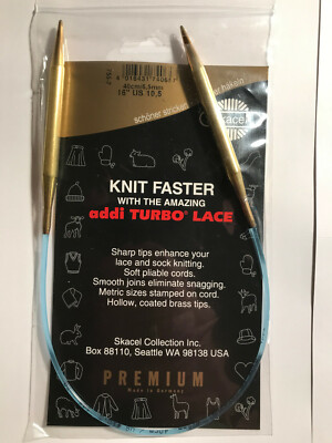 addi Turbo  LACE Circular Knitting Needles Skacel US 10.5 (6.5mm) 16 inch 40cm
