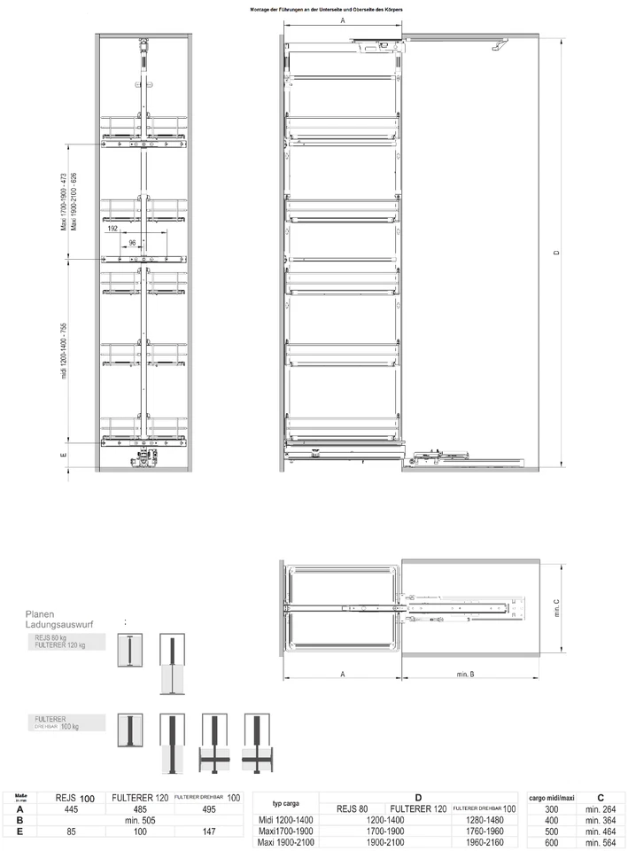 Hochschrankauszug Einhängekörbe Höhenverstellbar MAXIMA für Schrank - Bild 3 von 4