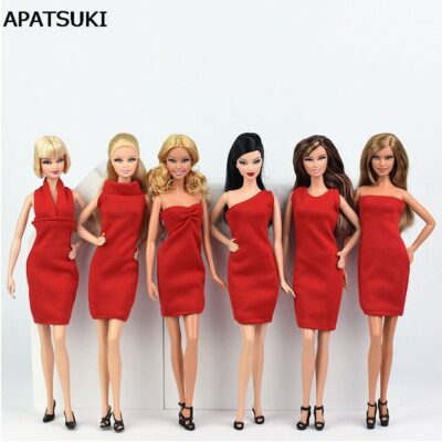 Red Multi-style One Piece 1/6 Fashion Doll Dress Evening Clothes For 11.5in Doll