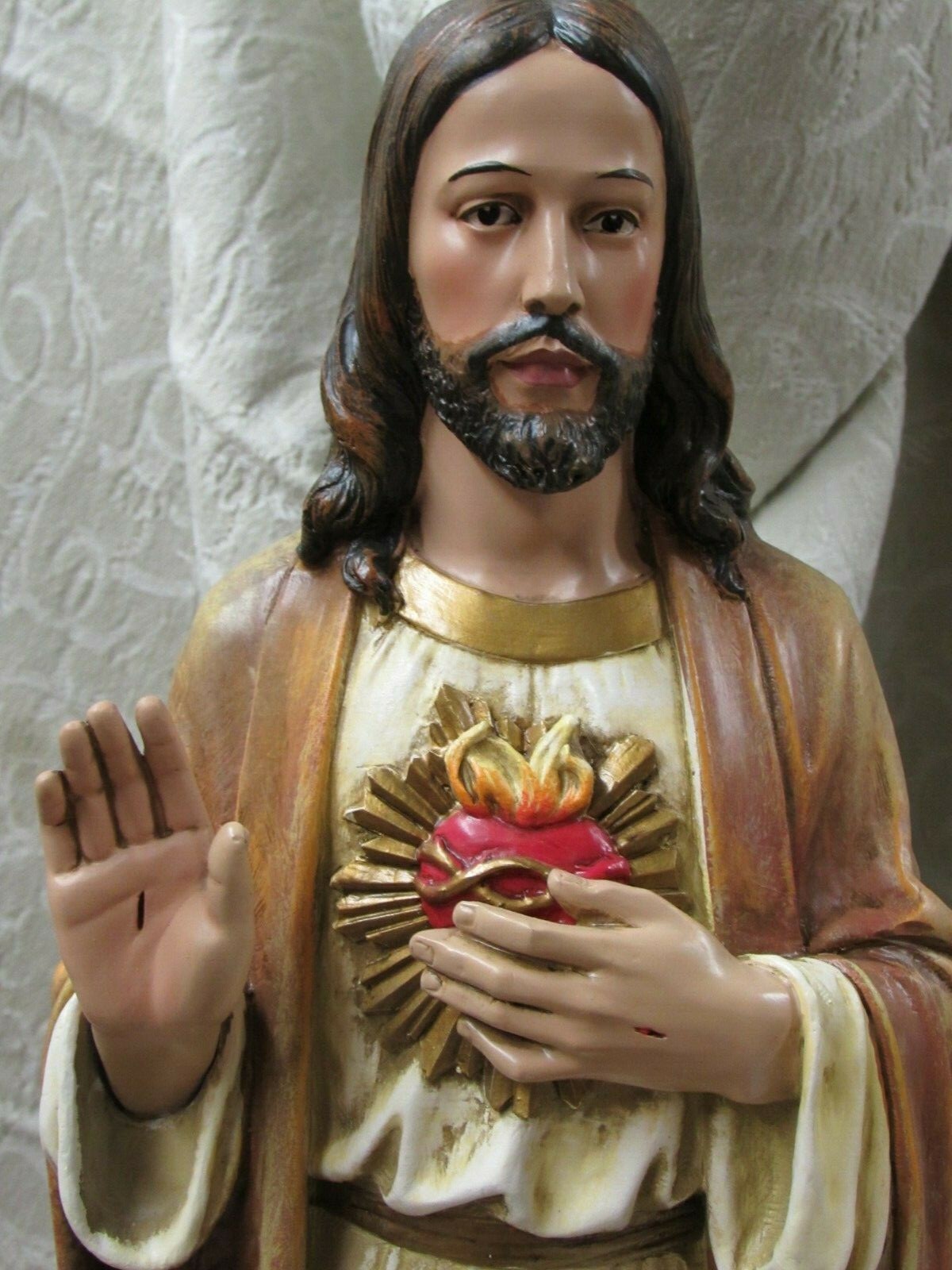 22 1/2" Sacred Heart of Jesus Statue Resin Hand Painted Val Gardena | eBay