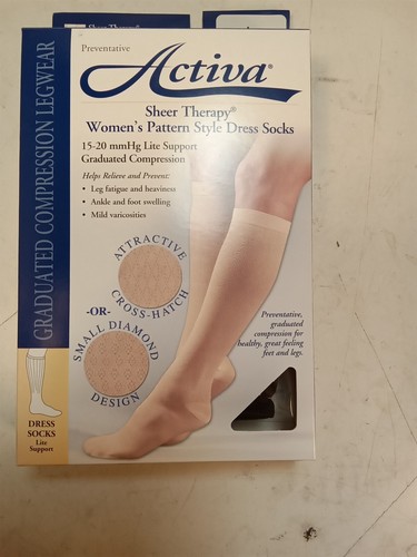 Activa Sheer Therapy Calze eleganti da donna con motivo, Nero, 15-20 MMHG - Foto 9 di 18