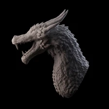 Dragon Head Bust Sculpture 3D Print STL | 3D Model | ZBrush Sculpted