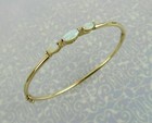 Bangle Bracelet in 14K Yellow Gold Plated 2Ct Oval Cut Opal Lab Created Women's