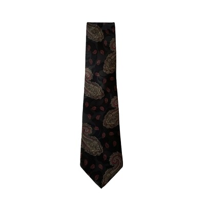 MARK SHALE MENS TIE NECKTIE MULTICOLORED 100% SILK PAISLEY BLACK MADE IN USA