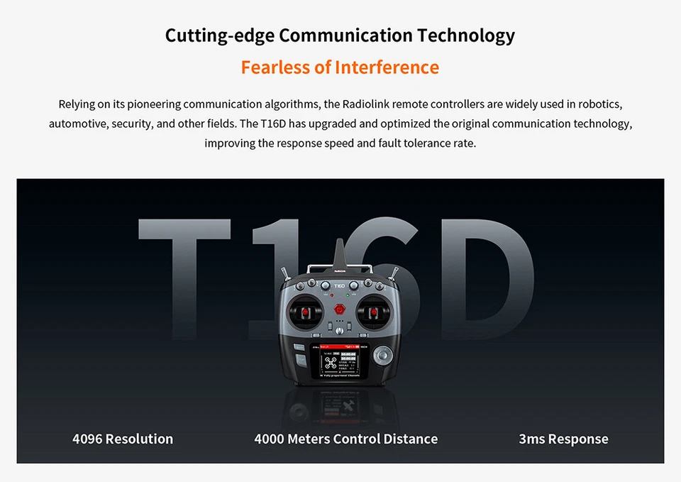 RadioLink T16D 16CH RC Transmitter 2.4G R16F Receiver for RC Car Boat Drone - Image 4 of 4