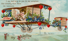 C1910 Cupid Flying Aerorplane Airplane Ellen Clapsaddle St Valentine Postcard