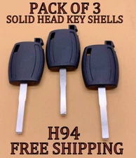 PACK OF 3 H94 HU101 SOLID HEAD TRANSPONDER KEY SHELL CASE BLANKS WITH CHIP SLOT