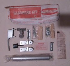 Vintage Screen DOOR LATCH Pushbutton Silver Tone IDEAL SECURITY - COMBO SET