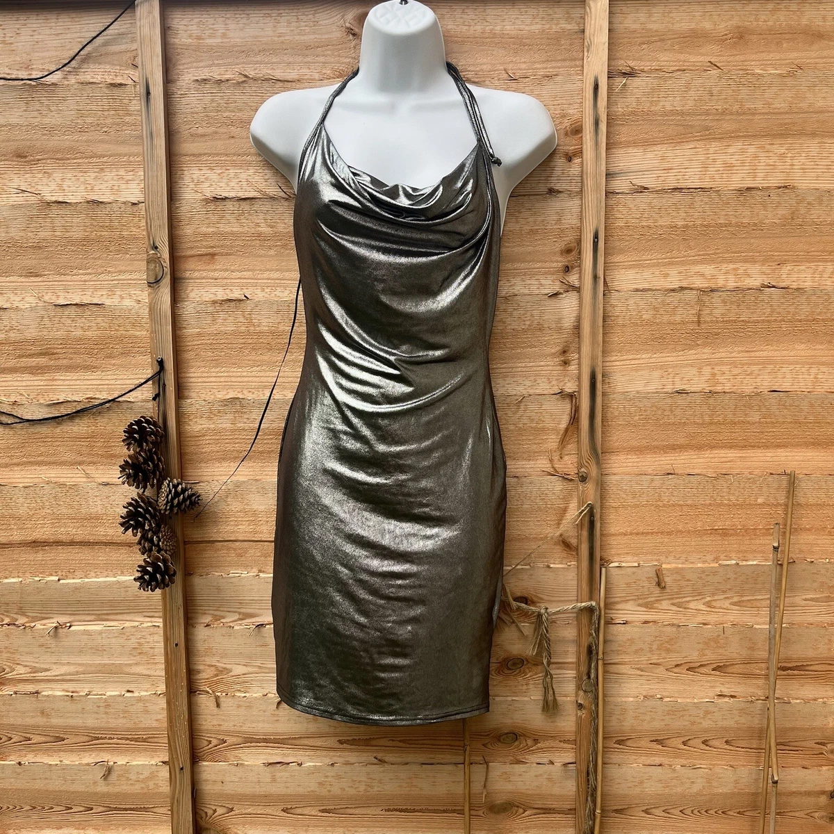 Foil cowl mini clearance dress