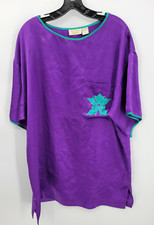 Victorias Secret Gown Womens Large Gold Label Purple Satin Night Shirt Vintage