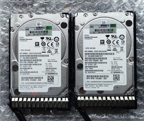  02 HDD SAS 1 8TB 876939 001 EG001800JWJNR HP G8 G10 1 8 TB 12G 10K 2 