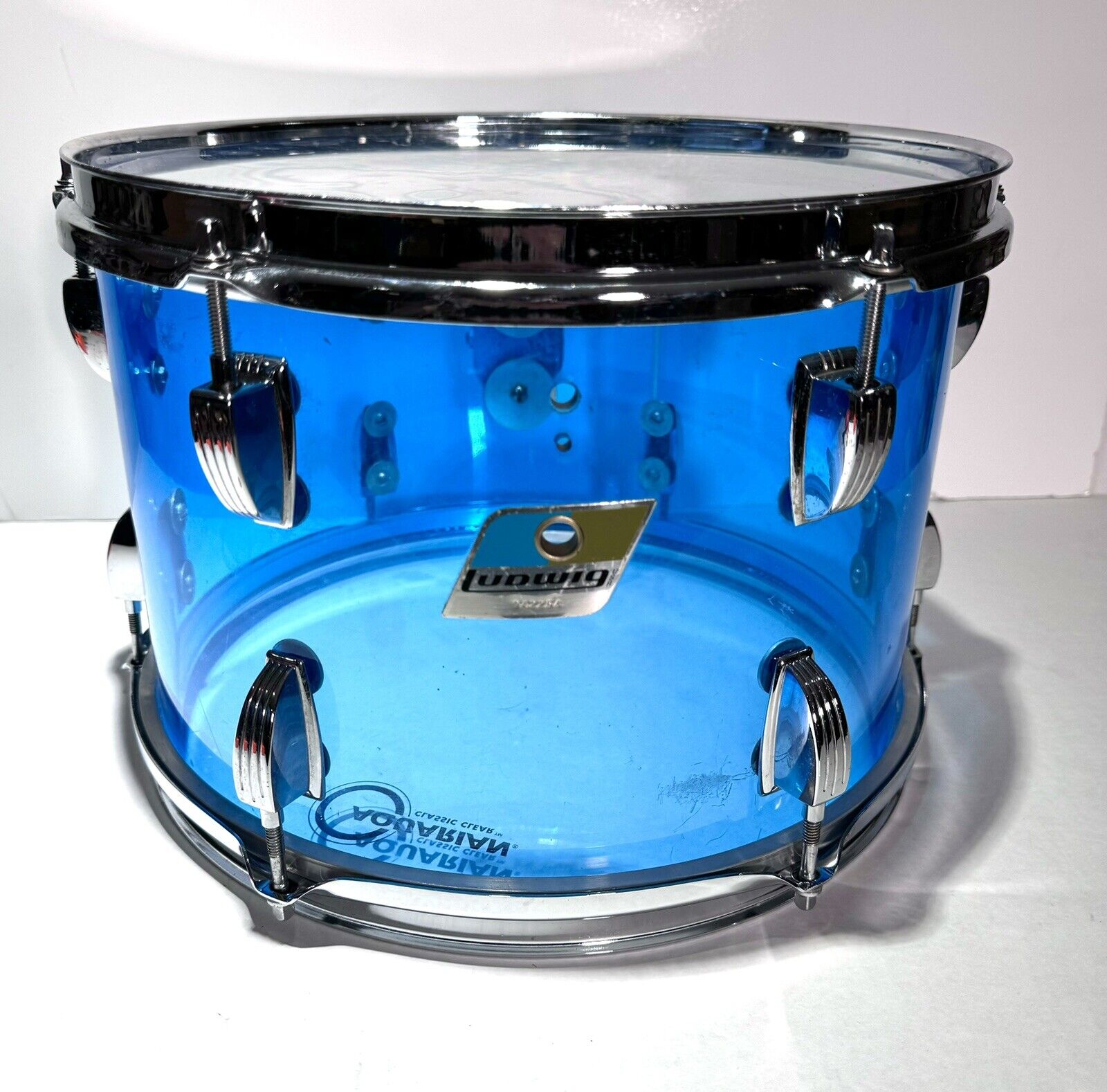 Blue Ludwig Vistalite 12” X 8”Concert Tom Drum Blue Olive Badge