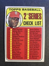 1969 Topps Baseball Bob Gibson Unmarked Checklist Card #107