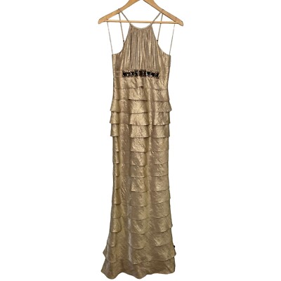princess polly baby blue dress Adrianna Papell Beaded Godet Maxi Dress, Dusty Emerald main image 1