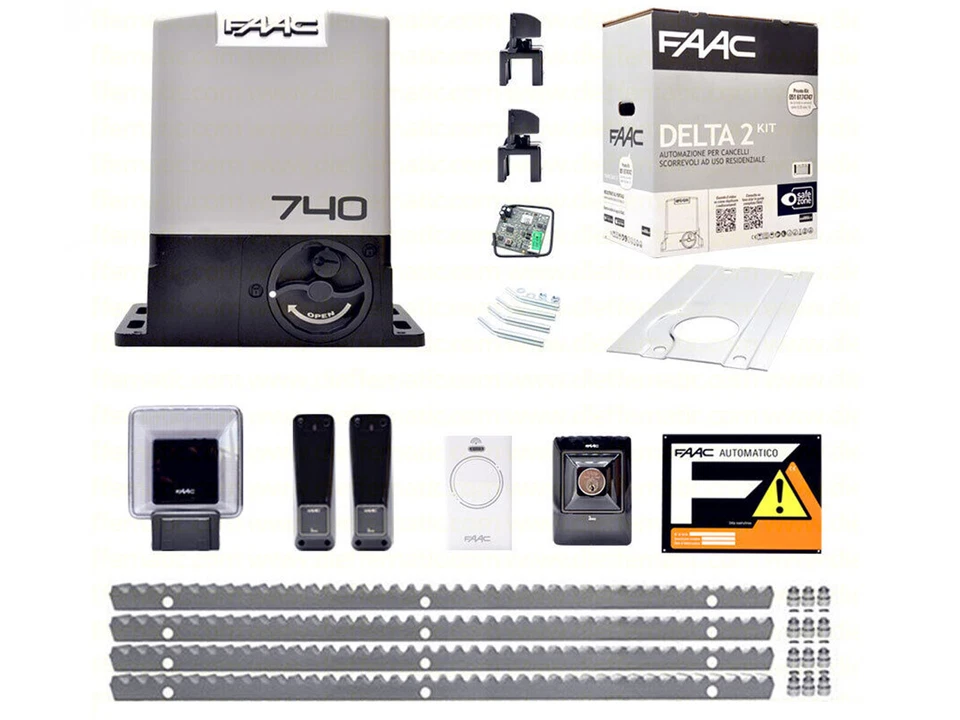 FAAC DELTA 2 740 KIT 4 METRI CREMAGLIERA METALLO AUTOMAZIONE CANCELLO SCORREVOLE