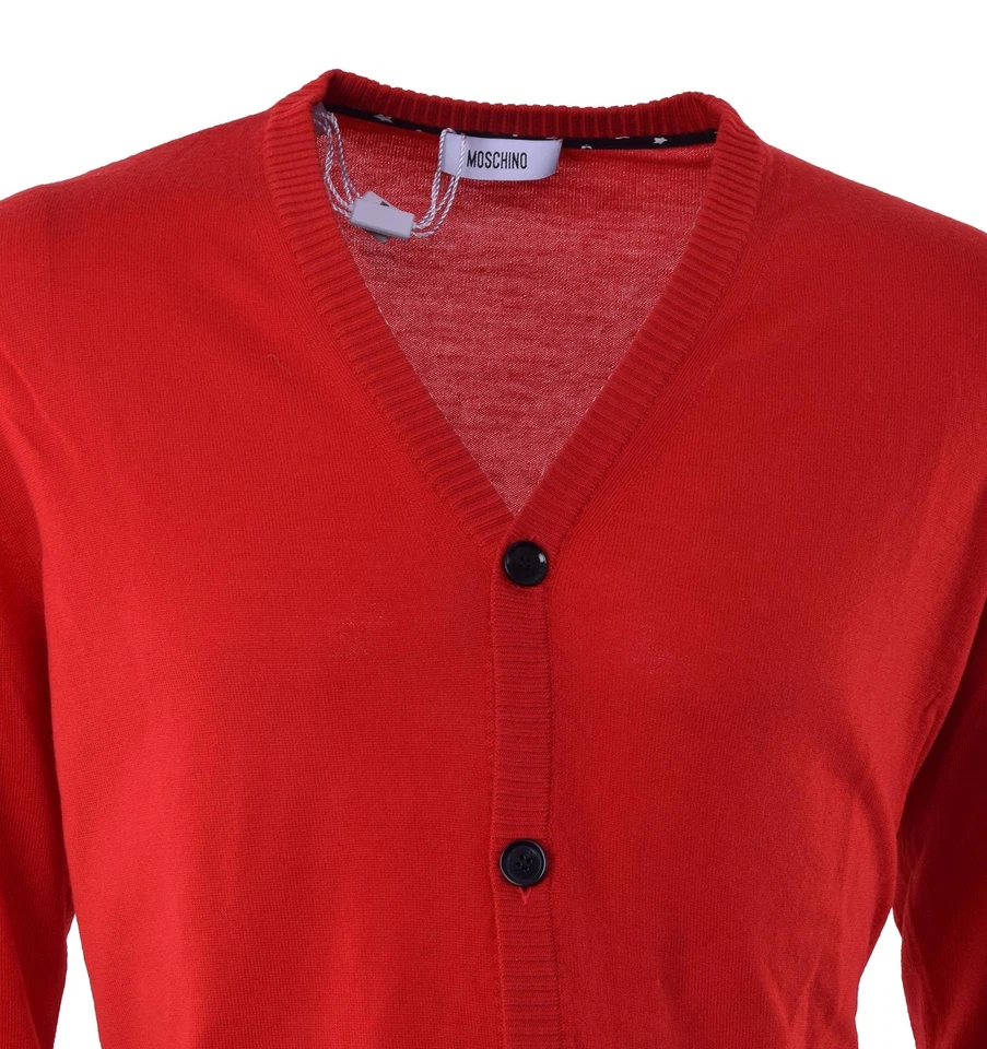 Cardigan De Lana Virgen Rojo MOSCHINO 04479 - Imagen 3 de 3