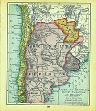 1910 Dollar Atlas Vintage Map Pages - Argentine Republic Chile Paraguay map o...