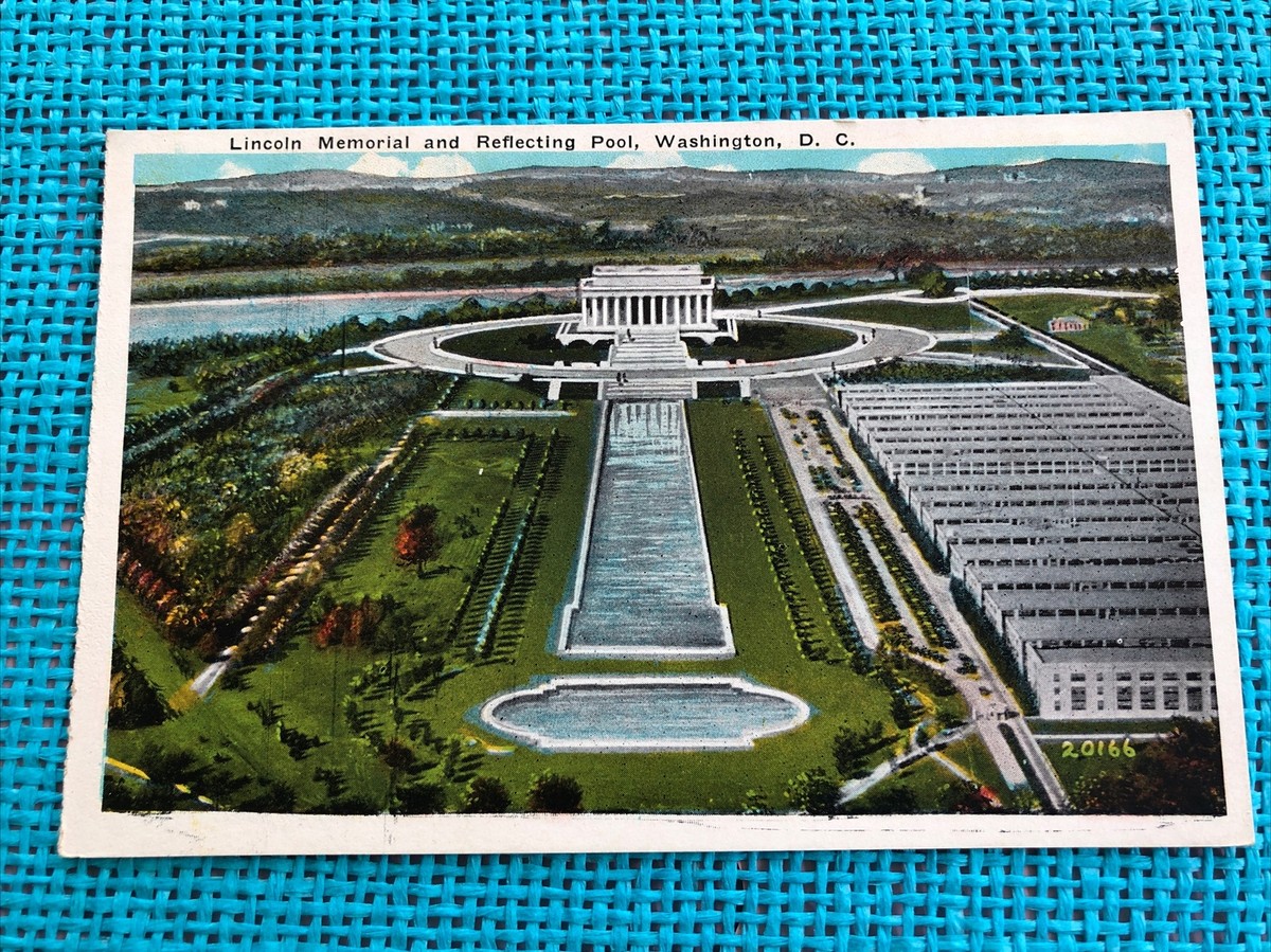 Lincoln Memorial and Reflecting Pool-Washington. D.C. 1940s Linen