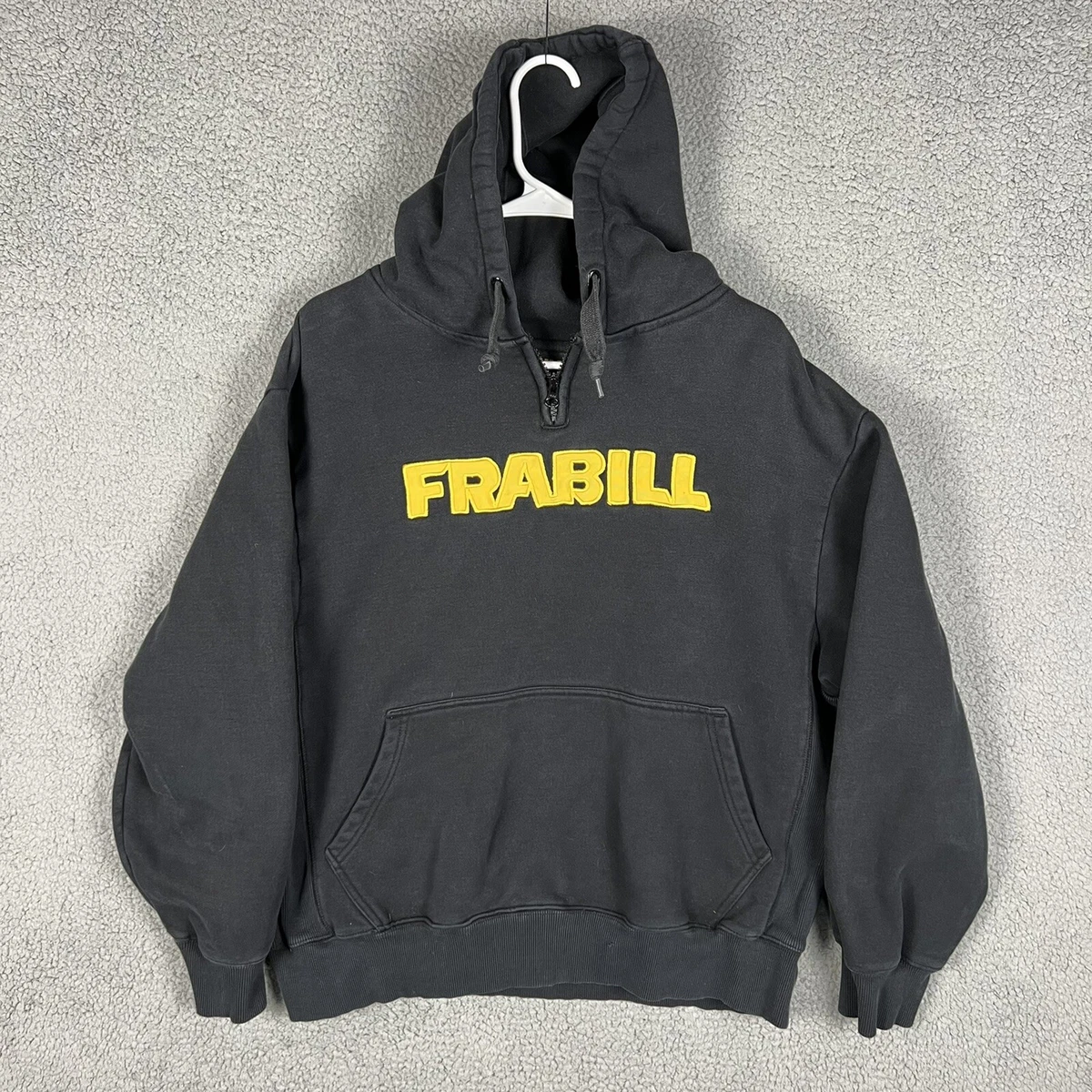 Frabill Hooded Sweatshirt Adult Size L Hoodie Black Embroidered Logo 1/4 Zip