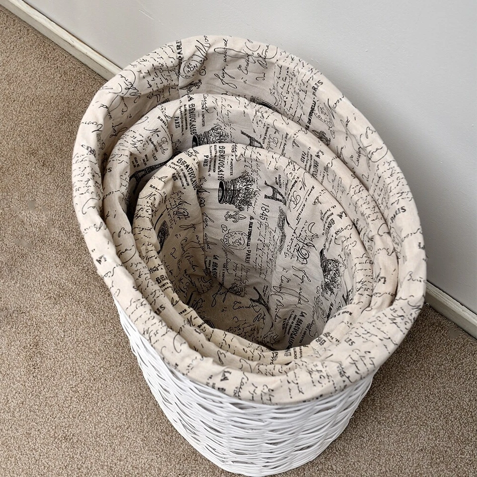 Wäschebox 3er SET Wäschekorb Wäschesammler Wäschetonne Wäschetruhe Weide Rattan - Bild 2 von 4