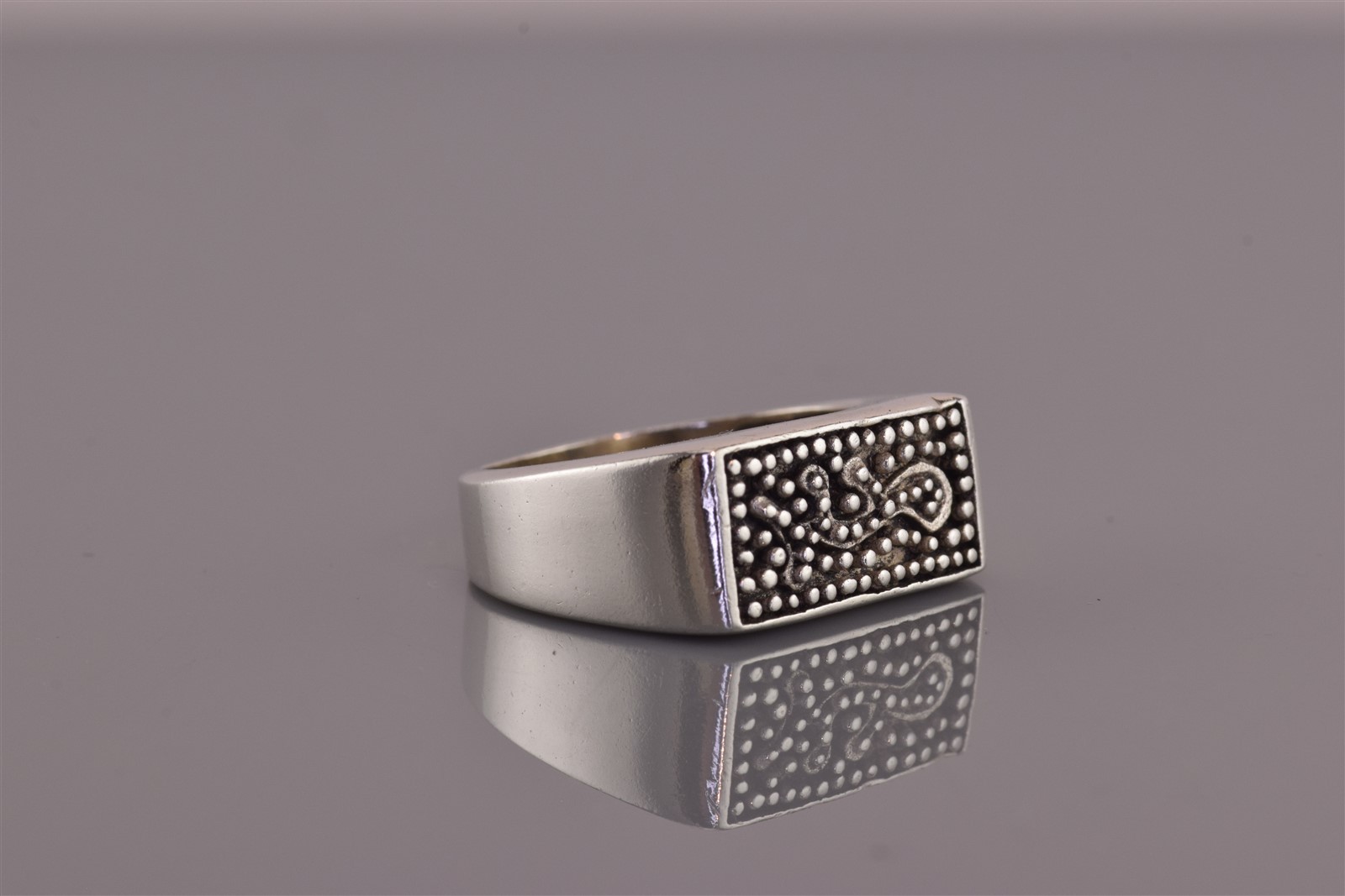 Sterling Silver Swirled Pattern Pebble Dotted Fla… - image 2