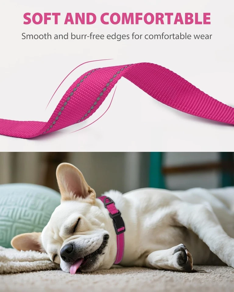 Dog Collar, Reflective and Adjustable Nylon Collar with Quick-Rele - Image 3 of 4