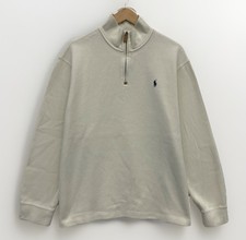 POLO RALPH LAUREN Men  s Cream Ivory 1/4 Zip Pullover Pony Preppy Sweater XL